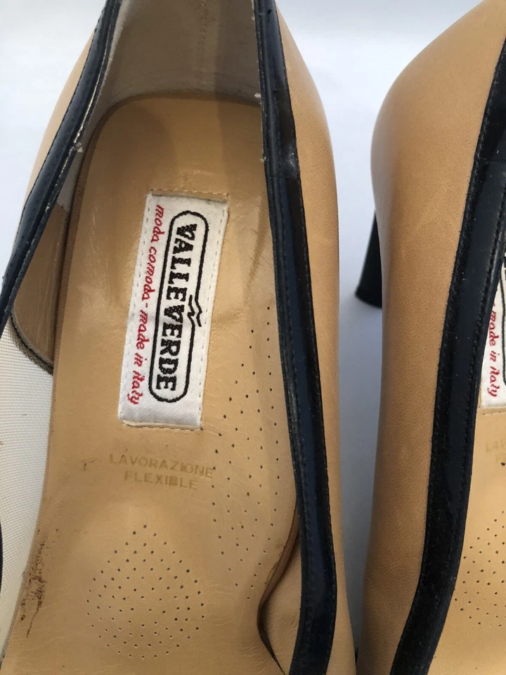 Mujer VALLEVERDE Zapatos Italia Tacón Zapatos Cuero Malla Superior EUR 38 Talla 7 Foto 4 de 4