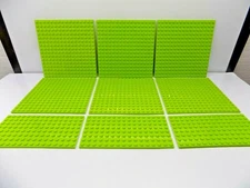 Lego 9 pc. Lime Green Studded Base Plate,s Lot {WASHED}