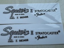 2Pcs Fender Squier Stratocaster Guitar Headstock Vinyl UV RAISED Decals Stickers