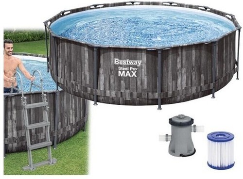 Piscina Efecto de Madera Redonda con Marco Completo De Bomba 366X100H Cod. 37428