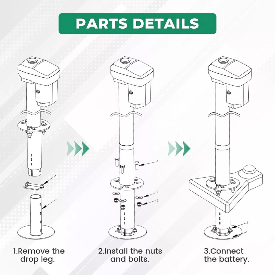 12V RV Electric Power Tongue Jack 18" Travel 4200lbs Electric Trailer