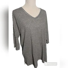 Chicos black and white stripped size 2.