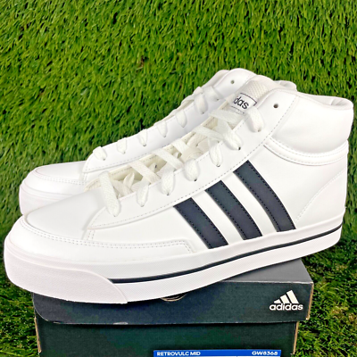 ワックメンズ Adidas Retrovulc Mid Men's Sneaker White Black Skateboarding Shoe
