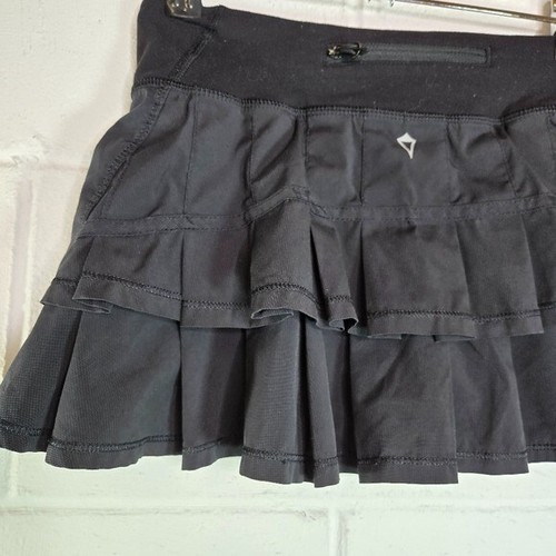 Ivivva lululemon Set the Pace flat front pleated girls black tennis skirt HTF - Picture 6 of 7