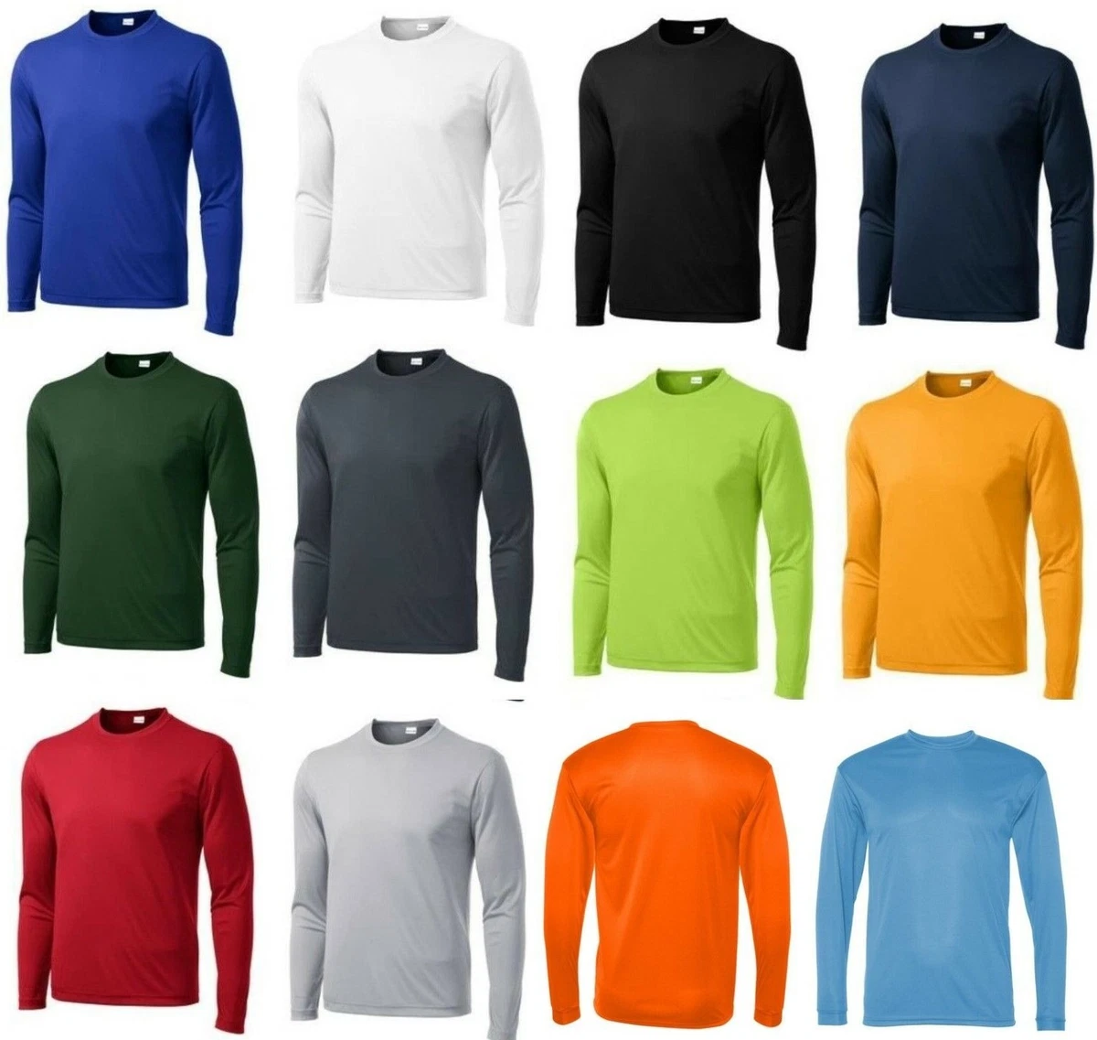 MEN'S MOISTURE WICKING Dri fit Long Sleeve SPORT-TEK T-shirt NEW XS-4XL  ST350LS