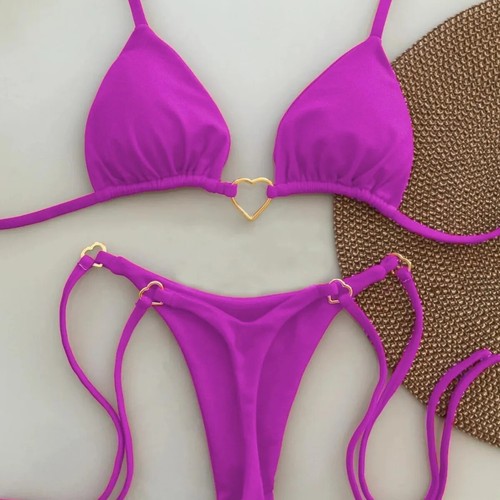 Damen Sexy Triangel Brasilianischer String Bikini Ring Badeanzug Tanga Badeanzüge - Bild 30 von 49