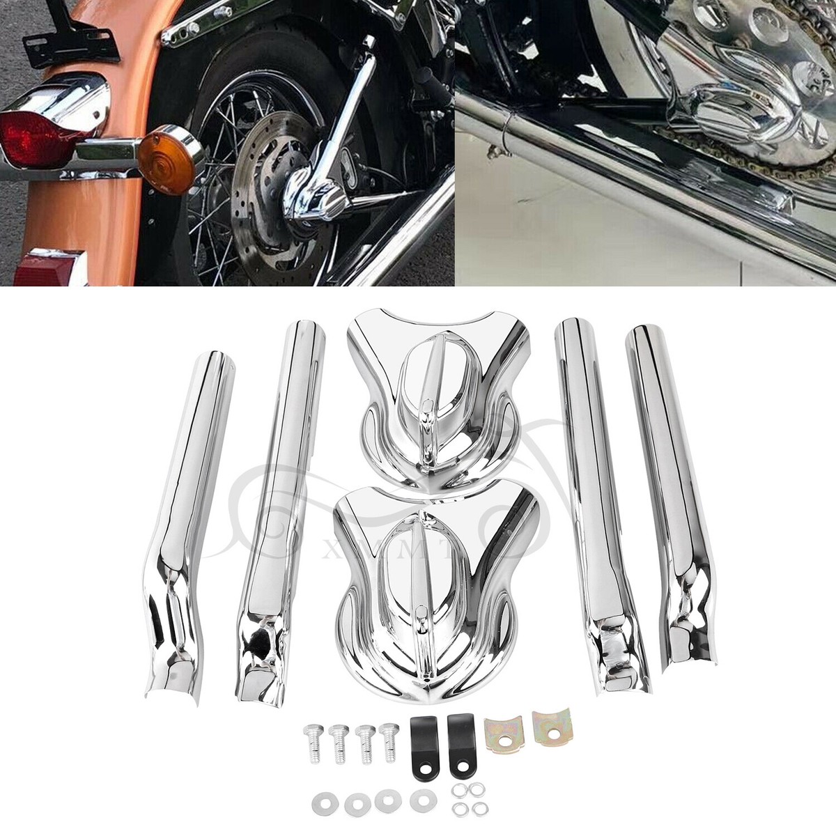 Chrome Rear Phantom Swingarm Axle Covers Kit For Harley Heritage 