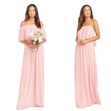 HACIENDA Show Me Your Mumu Rose Pink off Shoulder Maxi Dress