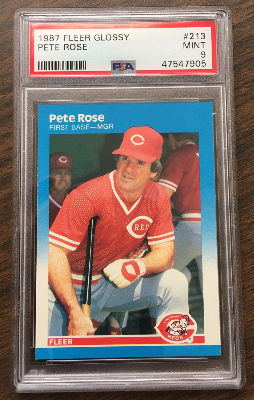 Image 1 - 1987-Fleer-Glossy-213-Pete-Rose-PSA-9-MINT-Cincinnati-Reds