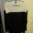 XL Liz Claiborne Weekend Cozy Comfort Blouse Top Shirt Black/White NWT