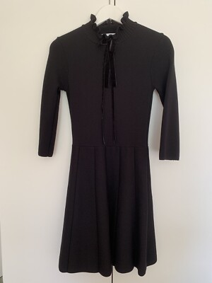 Zara Knit Black Dress A-Line Velvet Bow Bloggers 6771/125 Small UK 8 | eBay  UK