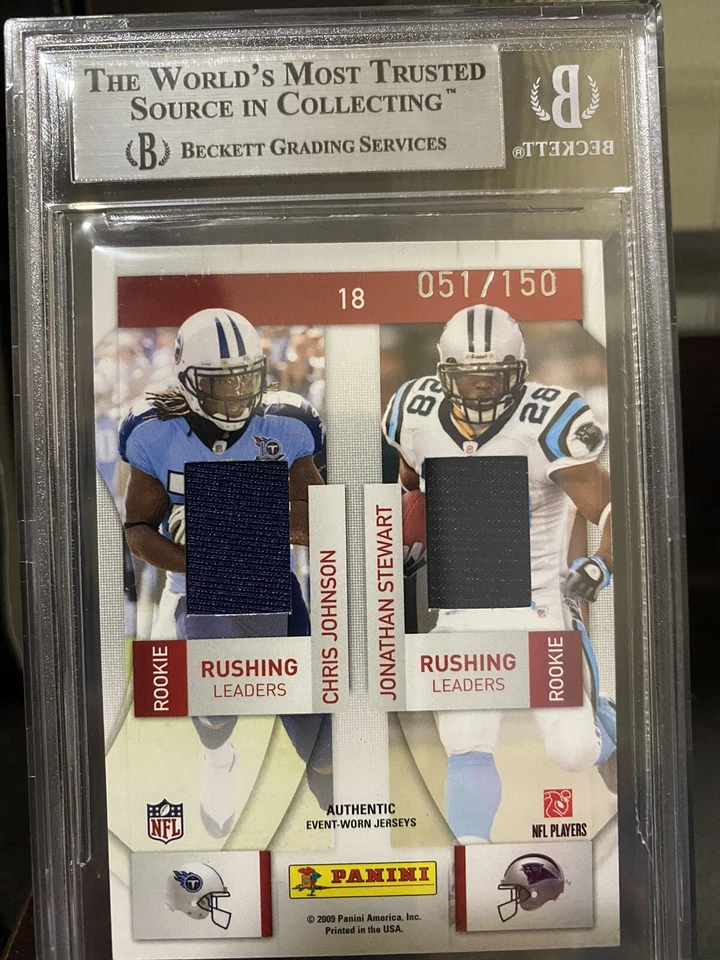 2009 Playoff Prestige Quad Slayton Forte Johnson Stewart JSY/150 NFL BGS 9 🔥 - Image 2 of 3