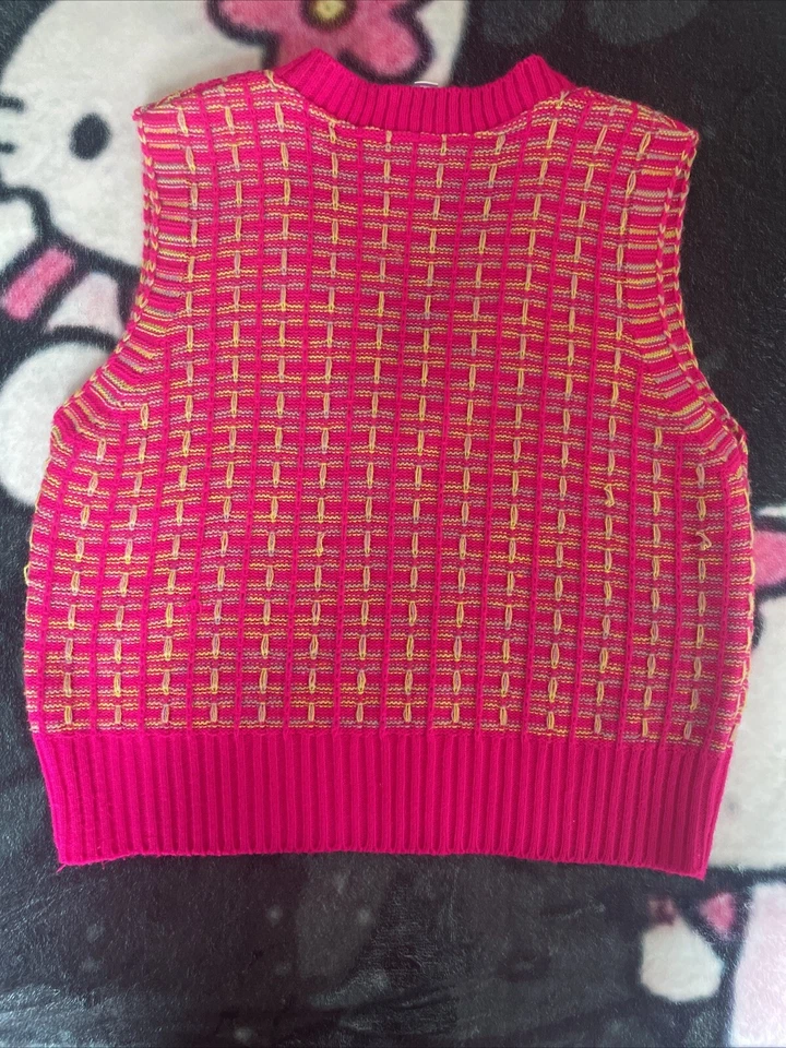 ☆ Chaleco suéter rosa pequeño para mujer Foto 2 de 3