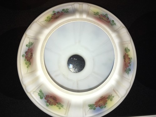 vintage frosted glass painted flowers lamp shade 4'' base - Picture 3 of 3