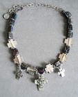 Mummy'S Bundle Mary Doug Hancock Sterling Silver Charm Necklace Crosses Bead 19"