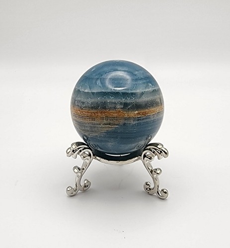 Blue Onyx Sphere With Stand, Blue Gemstone Gift - Picture 2 of 11