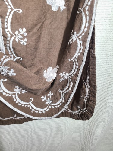 Vtg 60s Caftan Dress Border Embroidery Retro Cotton M L Maxi House Gown 70s - Picture 10 of 15