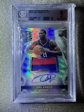 JOEL EMBIID 2014 Spectra RPA ROOKIE PATCH SILVER RC On Card AUTO BGS 9