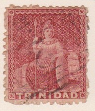 (F197-13) 1863 Trinidad 1d lake stamp (M)