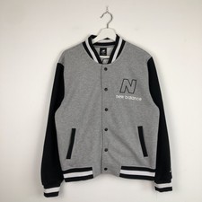 New Balance Womens Bomber Jacket Fleece Contrast Girls Varsity Jacket Button Up