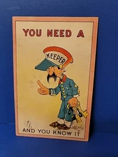Antique VALENTINE Postcard YOU NEED A KEEPER AND YOU KNOW IT Keystone Cop