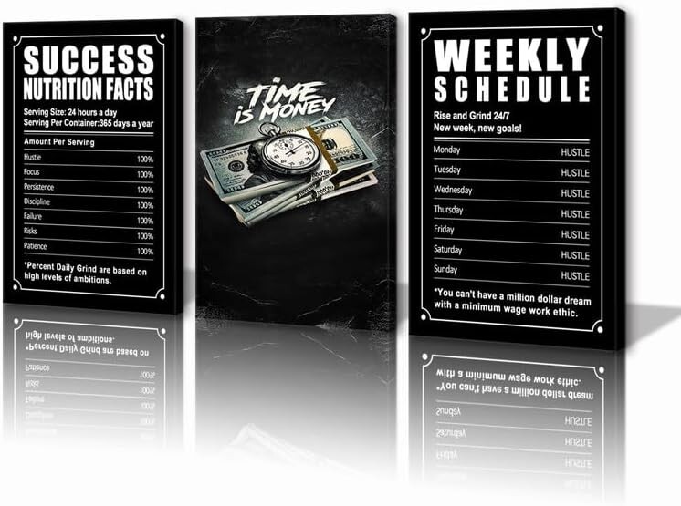 Hustle Weekly Schedule Canvas Decor Motivational Entrepreneur Wall Art