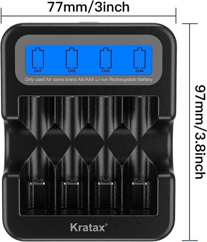 Kratax 1.5V AA Rechargeable Li-ion Batteries 3500mWh Lithium ion LCD Charger LOT - Picture 25 of 25