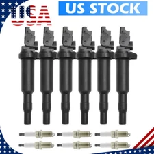 6x Ignition Coil 0221504470 +6x Spark Plug 12122158253 For BMW 128i 328i X3 3.0L