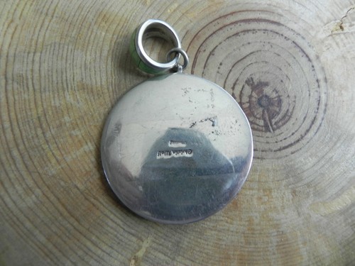 BIG Gaspeite & Sterling Silver SWIRL Pendant by Christin Wolf Navajo - Picture 5 of 6