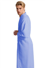 Men's Waffle Weave Stone Light Blue Bathrobe (One Size/L)