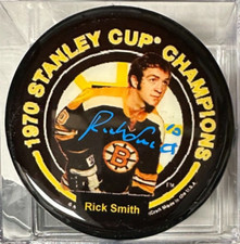 Rick Smith Autographed Boston Bruins 1970 Stanley Cup Champions Photo Puck NHL