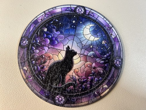 6 beautiful Cat coaster set. Ideal gift! Black cat wooden coaster - Picture 2 of 7