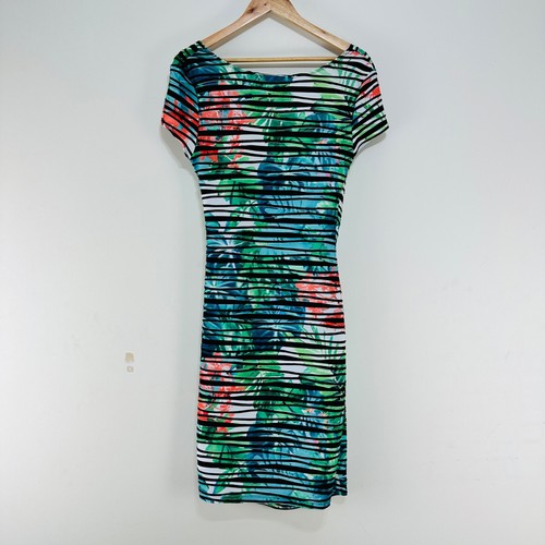 Joseph Ribkoff Slip Dress Green Blue Pink Floral Black Lines US 10 UK 12 181698 - Bild 12 von 22