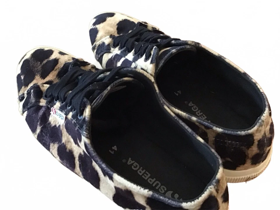 Fashionable Leopard Print Superga Velvet Casual Sneakers Women's 10 - Image 4 of 4