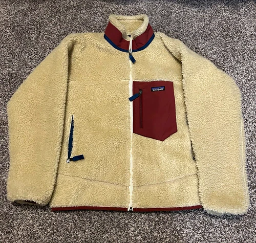 Patagonia Retro-X Men's Fleece Full Zip Jacket Beige and Red/Maroon video thumbnail
