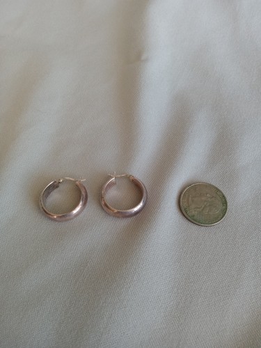 STERLING SILVER CHUNKY HOOP PIERCED EARRINGS - Picture 4 of 12