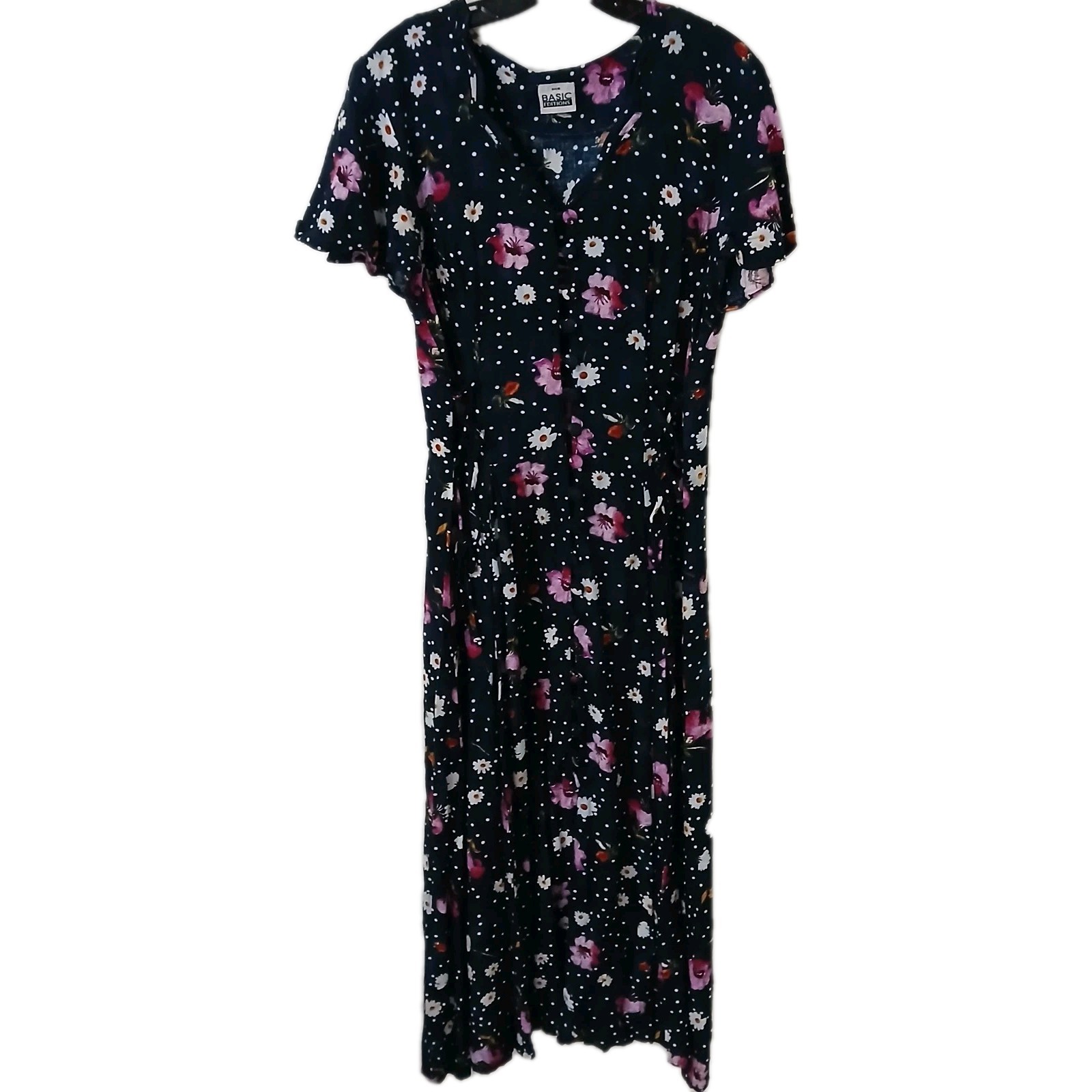 Vintage Basic Editions Floral Polka Dot Button Do… - image 1