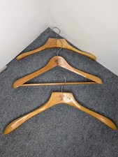 Lot Of 3 Wooden Suit Jacket Shaped Hangers The Setwell Fitwell Unbranded