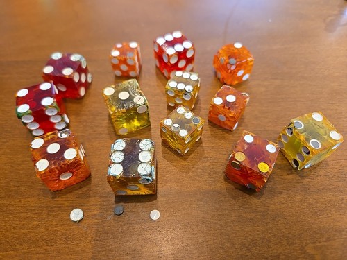 WEIGHTED Wild Set Of 13 Nitrate Vintage CHEATERS Pips Crystal Magic Dice