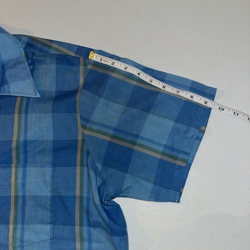 Vtg 50s 60s Penneys TownCraft Plaid Short Sleeve Shirt Loop Collar Penn Prest XL - Picture 13 of 13