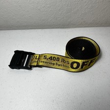 OFF-WHITE Men Yellow Industrial Logo Buckle Woven Belt Authentic