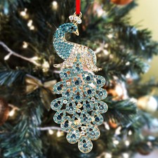 SICOHOME Peacock Christmas Ornaments - Teal Peacock Ornaments for Christmas Tree