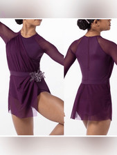 Weissman dance costume long sleeve mesh purple lyrical Alone 13520 child MC