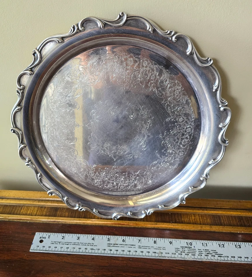 3 bandejas redondas para servir Webster Wilcox International plateadas Foto 4 de 4