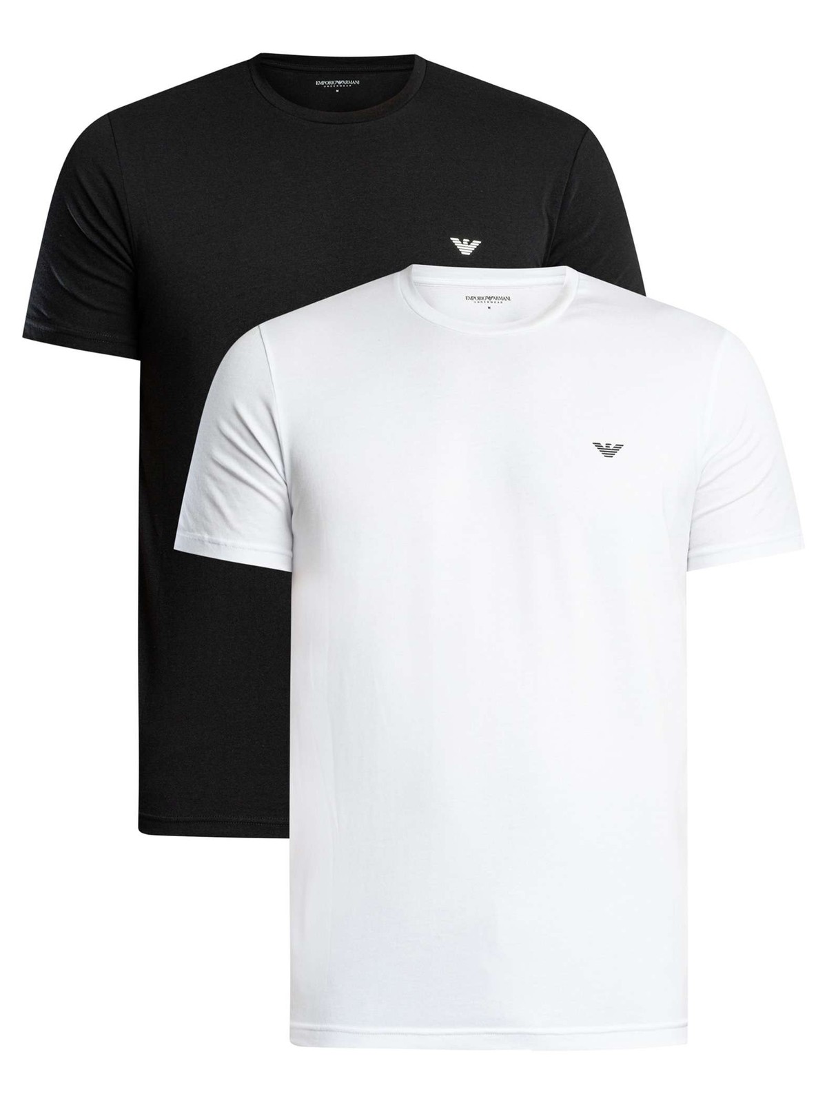Emporio Armani Men's Black/White 2 Pack Crew Neck T-Shirts In | : Medium - Image 2