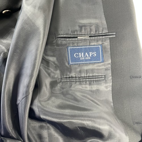 Chaps 100% Wool Two Piece Classic Suit Set Blazer 42R & Pants 36W- Solid Black - Picture 4 of 16