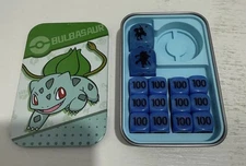 Pokemon PTCG Bulbasaur blue Dice Damage Counters Coin Carrying Travel Case