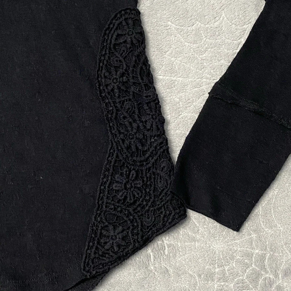 Camisa Arizona Jeans Co Niñas XL 16 Negra Mangas Largas Dobladillo Redondo Crochet Ribete Top Foto 3 de 4