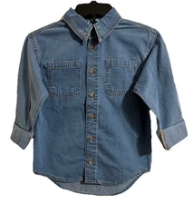 Art Class Girls M(8) Shirt, Long Sleeve Chambray Button-Down , Blue