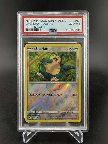 Pokemon Cards - PSA 10 Snorlax 50/68 - Hidden Fates Reverse Holo - GEM MT PSA10
